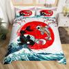 Japanese-Style Wave Three-Piece Quilt Cover 3D Digital Printing Bedding Set Bed Cover