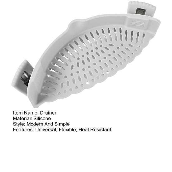 Silicone Clip On Strainer for Pots And Pans High Temperature Resistant Quick Draining Rack with Leak-Proof Holes Easy To Clean Kitchen Colander