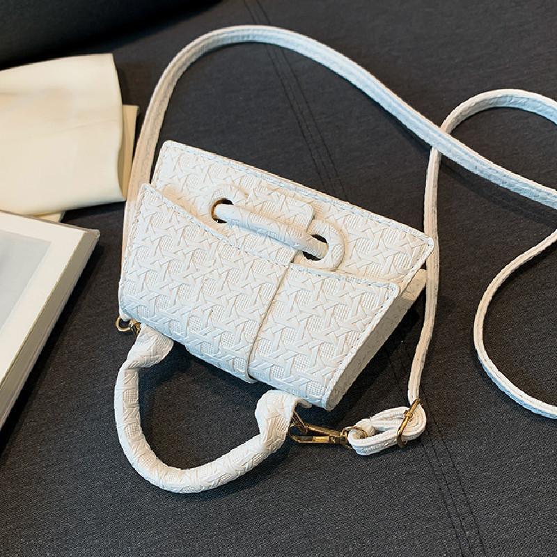 New Style Women's Small Square Bag Embossed Solid Color Shoulder Bag