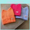 Colored Sweet Candy Cat Ear Shaped Women Warm Knitted Hat For Outings Winter