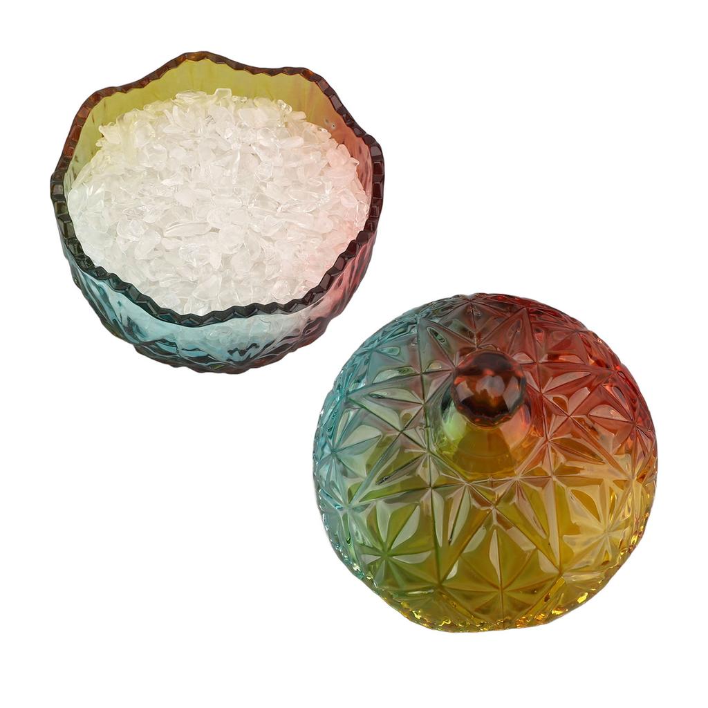 Crystal Degaussing Candy Jar Exquisite Storage Bowl with Lid for Aroma Stone Jewelry Gift