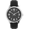 Łatwy do odczytu Data Pełny rozmiar Skórzany pasek Timex Easy Reader Zegarek Zegarek, Czarny/Srebrny odcień/Czarny, 43mm, Męski