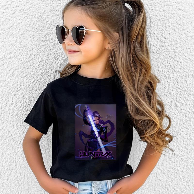 Kpop Demon Hunters Children's Clothing Short Sleeve T-shirt Cute Kpop Demon Hunters Tiger Harajuku Tshirt for Boys Girls
