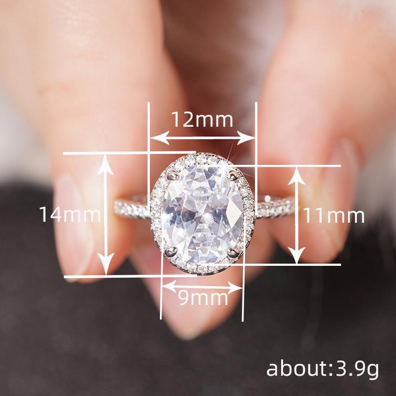 Oval Zircon Ring Woman, Fashionable And Elegant Temperament Single Ring, Popular Matching For Engagement And Wedding