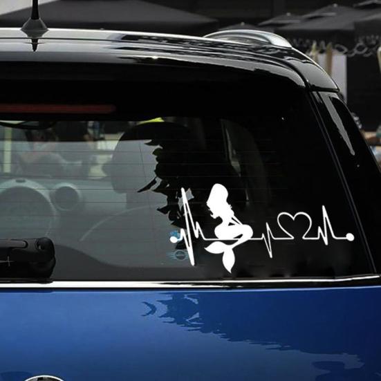 Waterproof Removable Mermaid Art Car Heartbeat Lifeline Decal Sticker