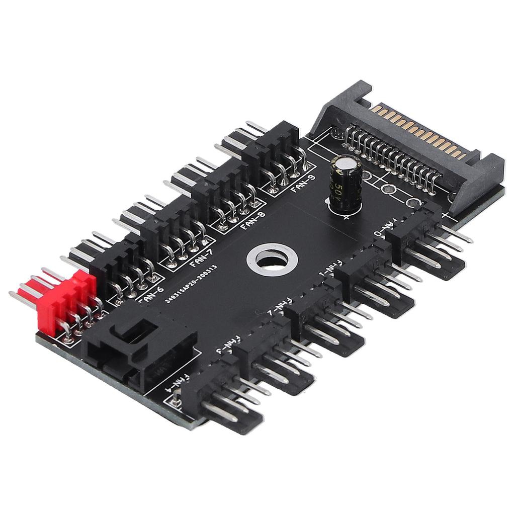 SATA Interface Fan Hub 10‑Way Fan Speed Controller 4Pin Computer Accessories 12V