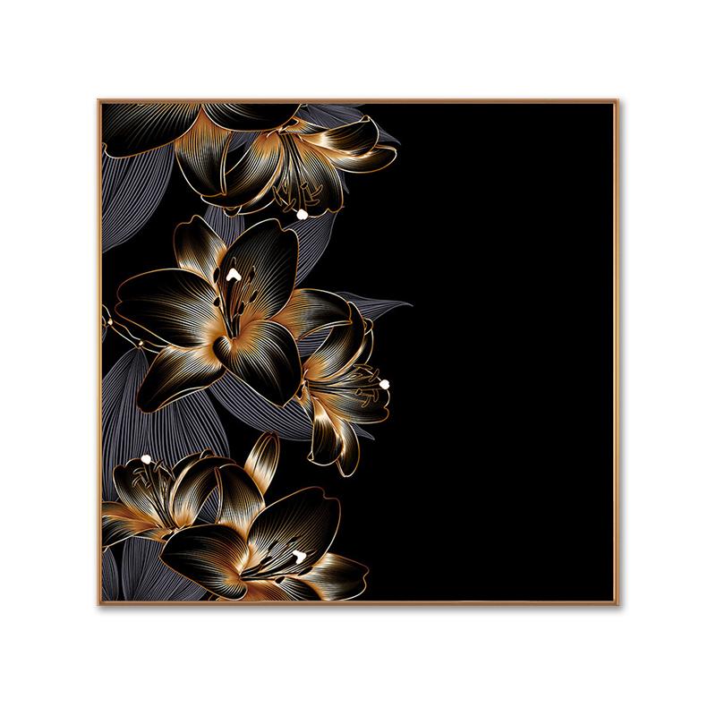 

Черный золотой растительный лист холст печать плакатов современный домашний декор абстрактная настенная живопись скандинавская картина для украшения гостиной 30x30cm No Frame