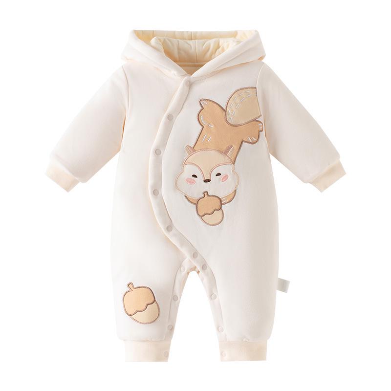 Dicker gesteppter Baumwoll-Kapuzen-Neugeborenen-Body für Jungen & Mädchen