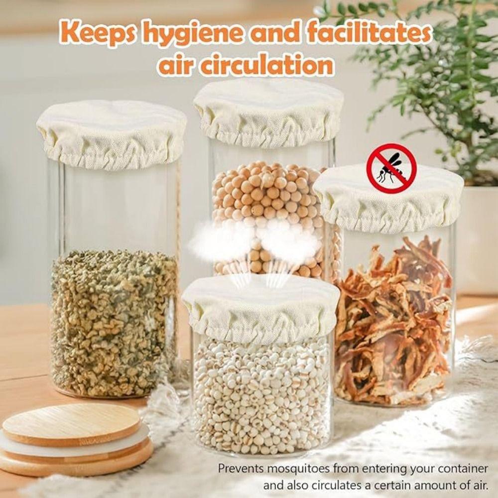 10Pcs Reusable Sourdough Starter Jar Covers Breathable Dust Cover Fabric Lids Kitchen Storage