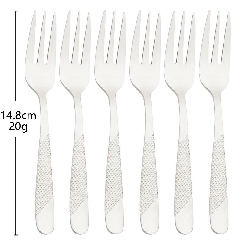 6Pcs Cutlery Stainless Steel Dinner Fruit Fork Colourful Cake Forks With Long Handle Tea Spoons Set for Hotel Party