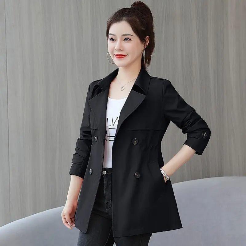 Double Layer Women Windbreaker 2024 Nové jaro podzimní krátký kabát Fashion3XL stojatý límec dámská bunda podšívka