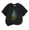 Kids Boys Girls Crew Neck Short Sleeve 100% Cotton T-Shirt, Colorful Treble Clef Musical Note Print Casual Soft Breathable Summer Tee for Music Lovers