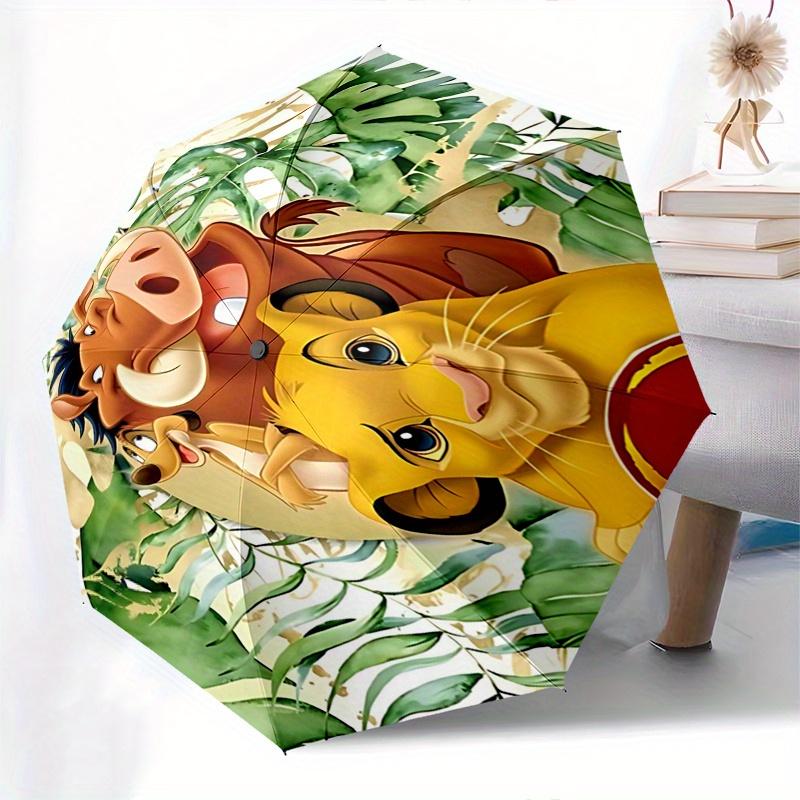 1 Auto Open Lion King, Jungle Adventure Themed Colorful 8-rib Portable Umbrella for Men and Women, A Compact Commuting Companion Suitable fo