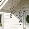2PCS Black Hummingbird Silhouette Ornament Wall Mounted Bird Hanging Ornaments  for Living Room