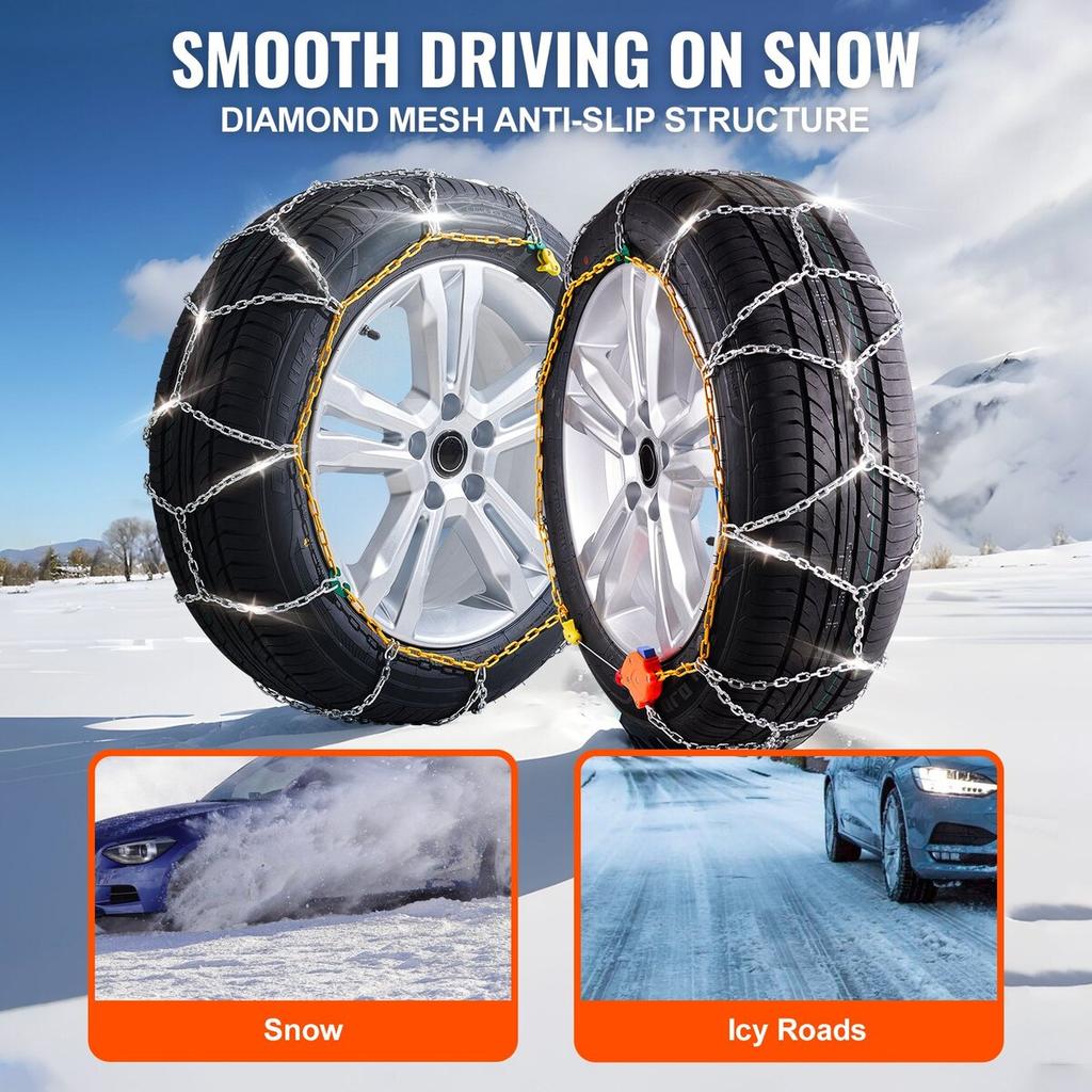2PCS Snow Chains Manganese Alloy Steel Traction Tire Snow Chains Silver