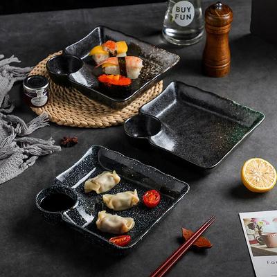 Japonský jídelní talíř Keramika Talíř na omáčku k namáčení Vintage Studená zelenina Stolní nádobí Čínská miska na knedlíčky Sektorový talíř Talíř na ryby