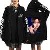 Graphic Print Hoodie Zip Up Oversized Hooded Sweatshirt Casual Streetwear