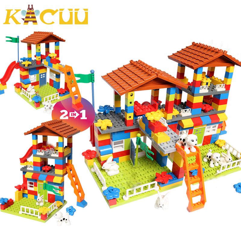 Große Partikel Dachbausteine Stadthaus Große Größe Montage Rutsche Figuren Bausteine Schloss Ziegel Spielzeug Für Kinder Kinder Geschenk