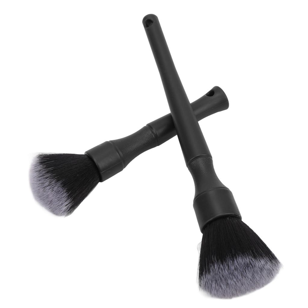 2pcs Soft Car Detailing Brush Set Multi Purpose Automotive Cleaning Brush Universal for AutoBlack