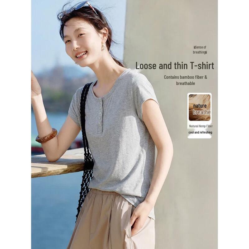 XWI Women s Ramie Blend Solid Short Sleeve T-Shirt XL
