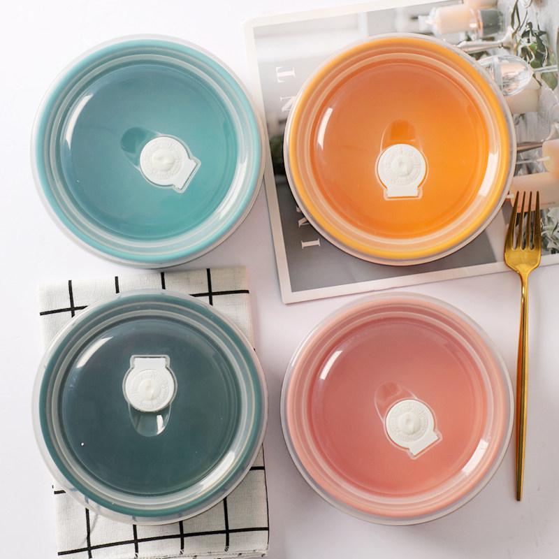 Nordic Style Microwaveable Ceramic Lunch Box for Office with Airtight Seal