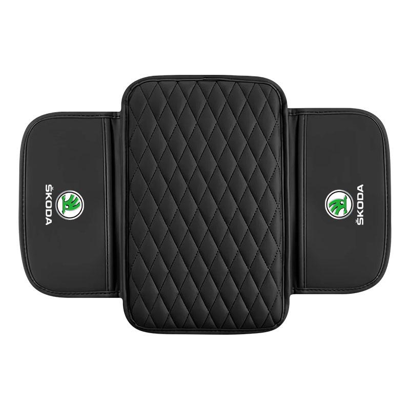 

1 шт. Кожаные автомобильные консоли Подушка подлокотника с хранением Автостайлинг Для Skoda Octavia Superb Rapid Kodiaq Karoq Fabia Kamiq Roomster Citigo чёрный