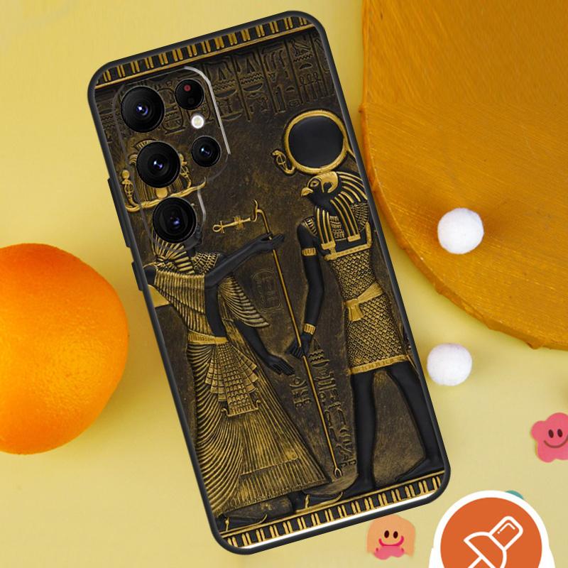 Egypt Pharaoh Mural Phone Case For Samsung Galaxy S25 Ultra S24 S23 S22 Ultra S9 S10 S20 Plus S21 FE Funda Cover