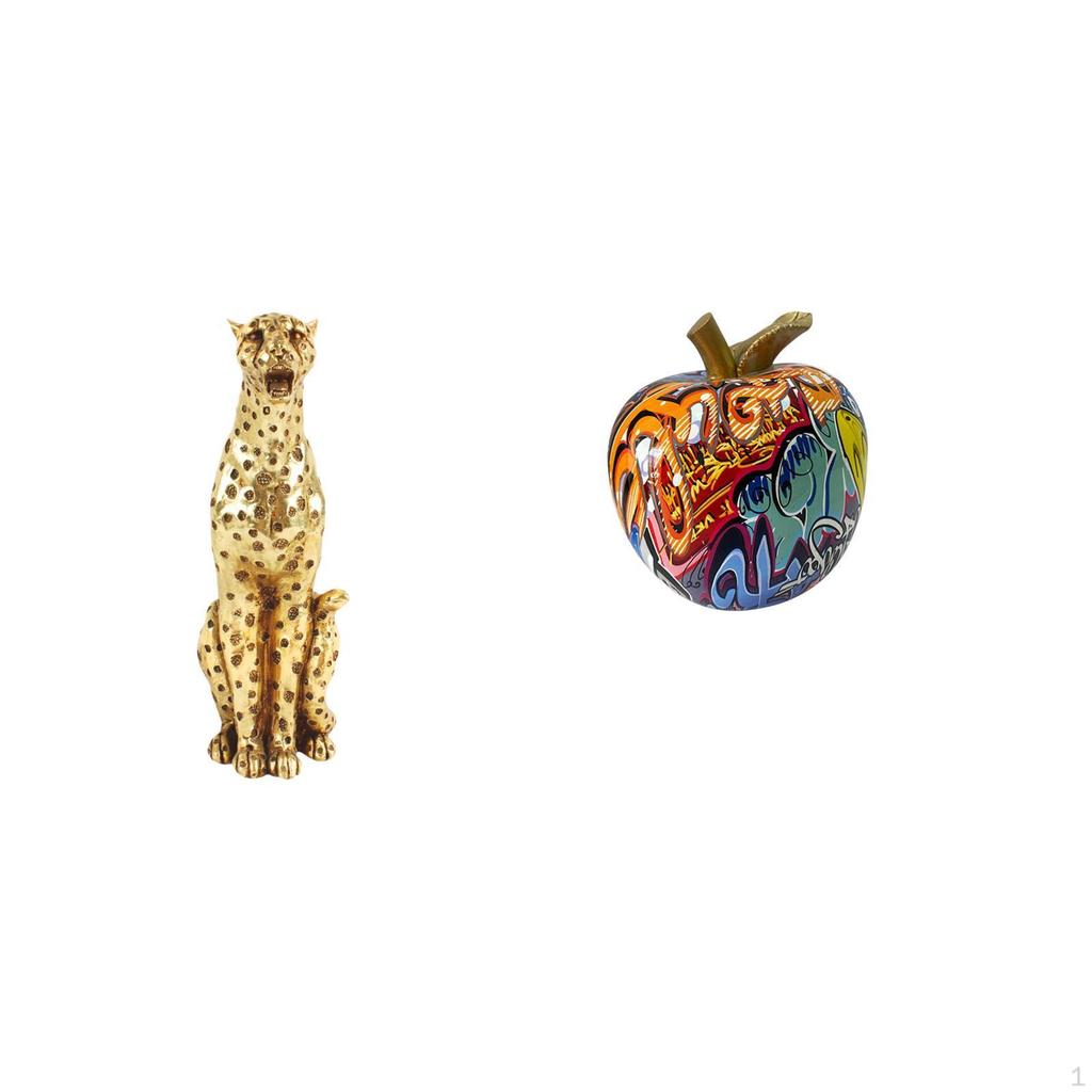 Golden Graffiti Cheetah Figurine Sculpture Decorative Table Centerpiece Nordic Animal Artwork