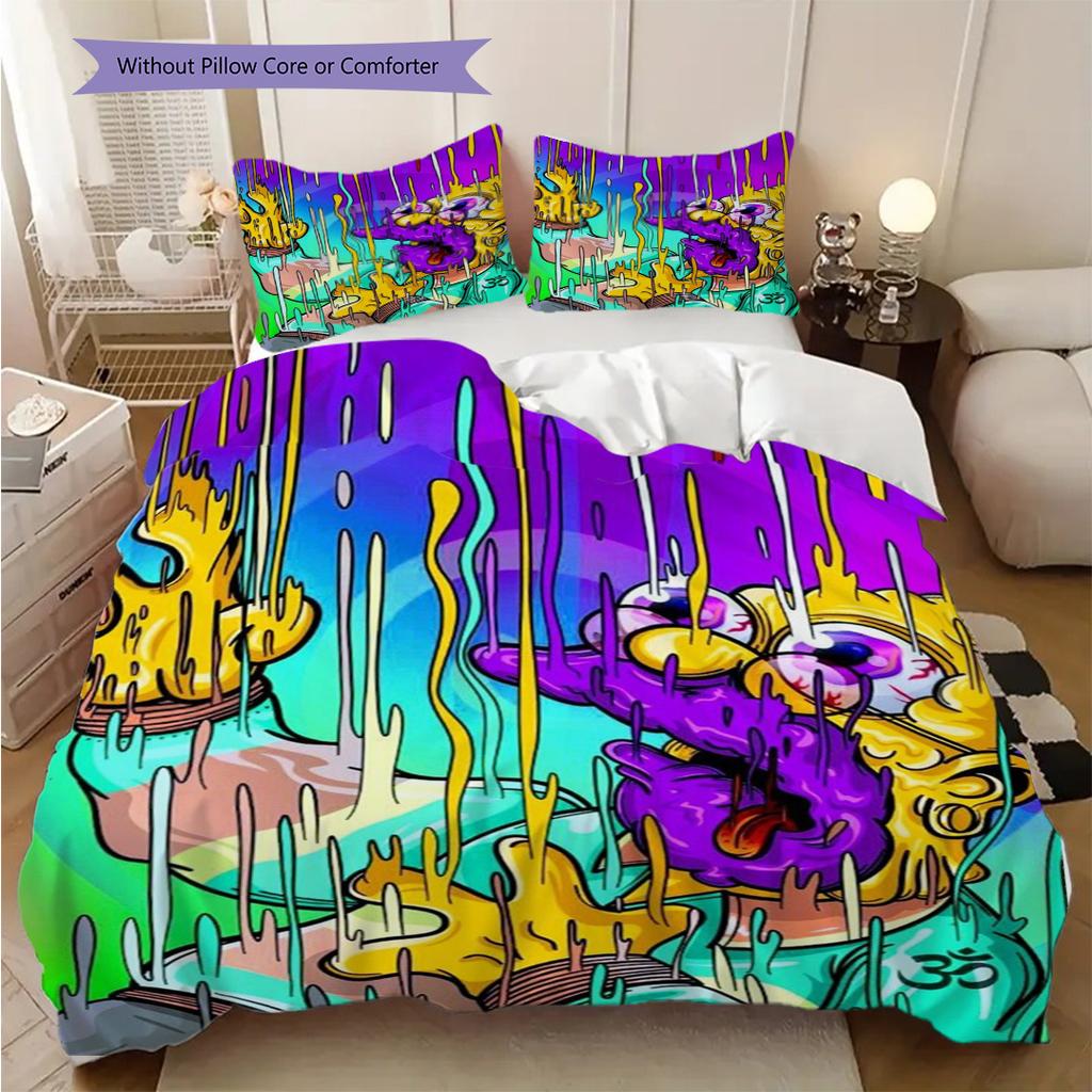 Vibrant Chaos Surreal Meltdown Bedding (1 * duvet cover + 2 * pillowcase, without core) 2D Flat Duvet cover and pillowcase Bedding set