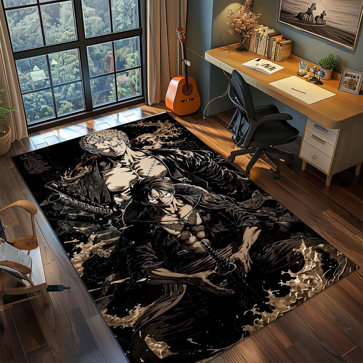

One Piece Anime Rug Carpet Large Area Rug Non Slip Washable Floor Mat Gamer Room Bedroom Home Decor -QJY 60x90cm