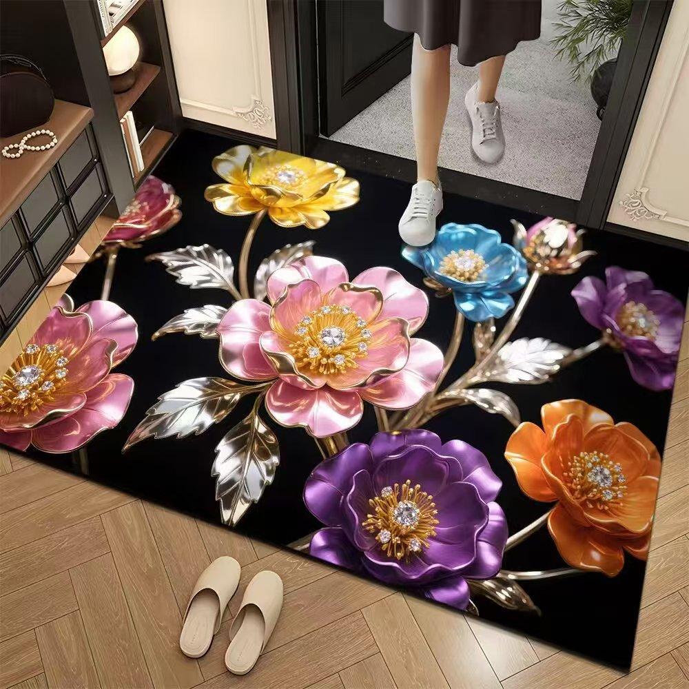 Floral Floor Mats Bathroom and Toilet Absorbent Anti Slip Floor Mats Entrance Door Mats Entrance Door Mats