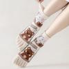 Cotton Five Fingers Women Socks Cartoon Medium Tube Socks Kawaii Split Toe Socks  For Yoga Sports