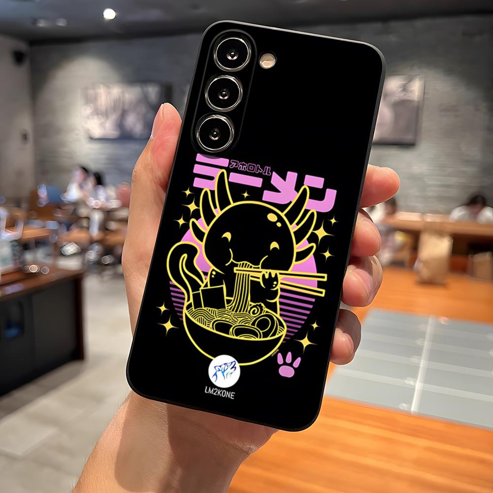 Axolotl And Ramen Phone Case For Samsung S26 S24 Ultra S25 S23 Fe S22 S20 S21 Plus A16 A54 A34 A53 Back Cover