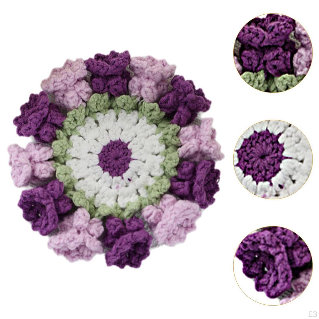 Crochet Coaster Cup Mat Cute Lily of The Valley Flower for Tabletop Dining Room