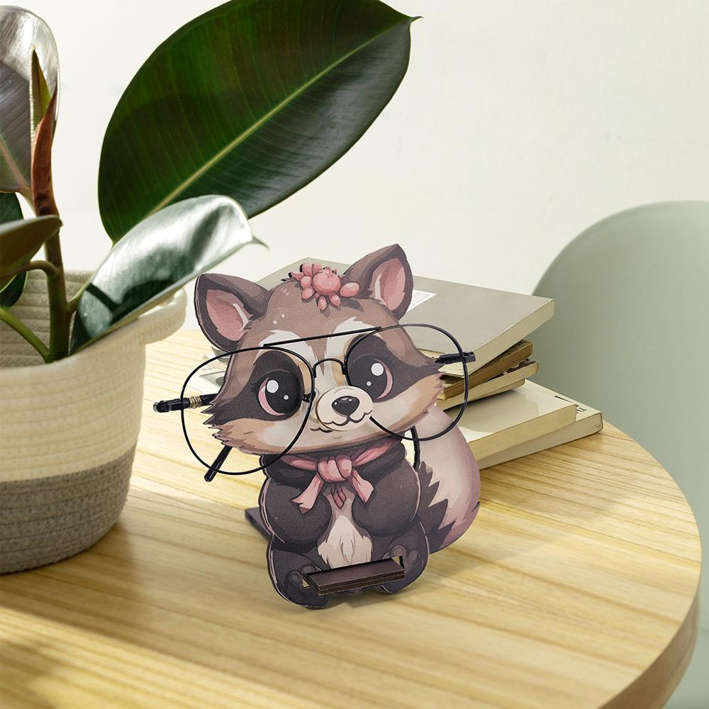 Creative Animal Glasses Frame Cartoon Cat Sunglasses Display Frame Glasses Storage Frame Hand-carved Household Wood Decoration3D
