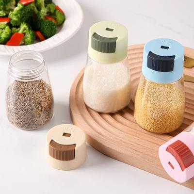 1Pc 0.5G Household Kitchen Press Type Quantitative Air-Tight Clear Glass Kitchen Tools Salt Control Bottle Jar Seasoning Bottle