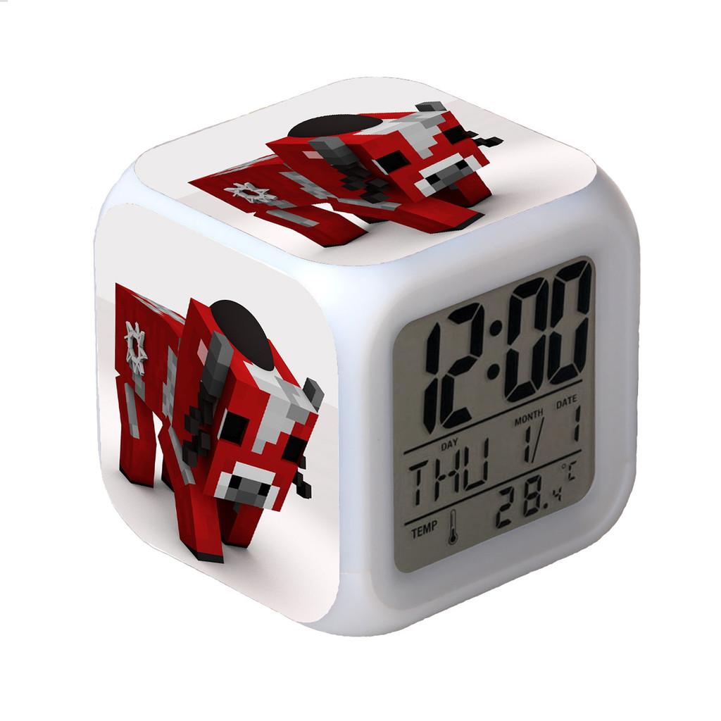 Minecraft Alarm Clock Led Night Light Colourful Changing Desktop Decoration