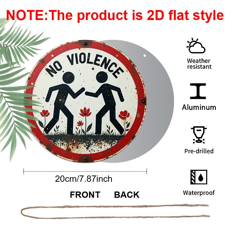 

2D Flat 1pc, 8x8 in, Anti-Violence Aluminum Metal Sign Decorative Signs & Plaques - Rustic Wall Decor with Red Poppies & Green Foliage Design for 1pc