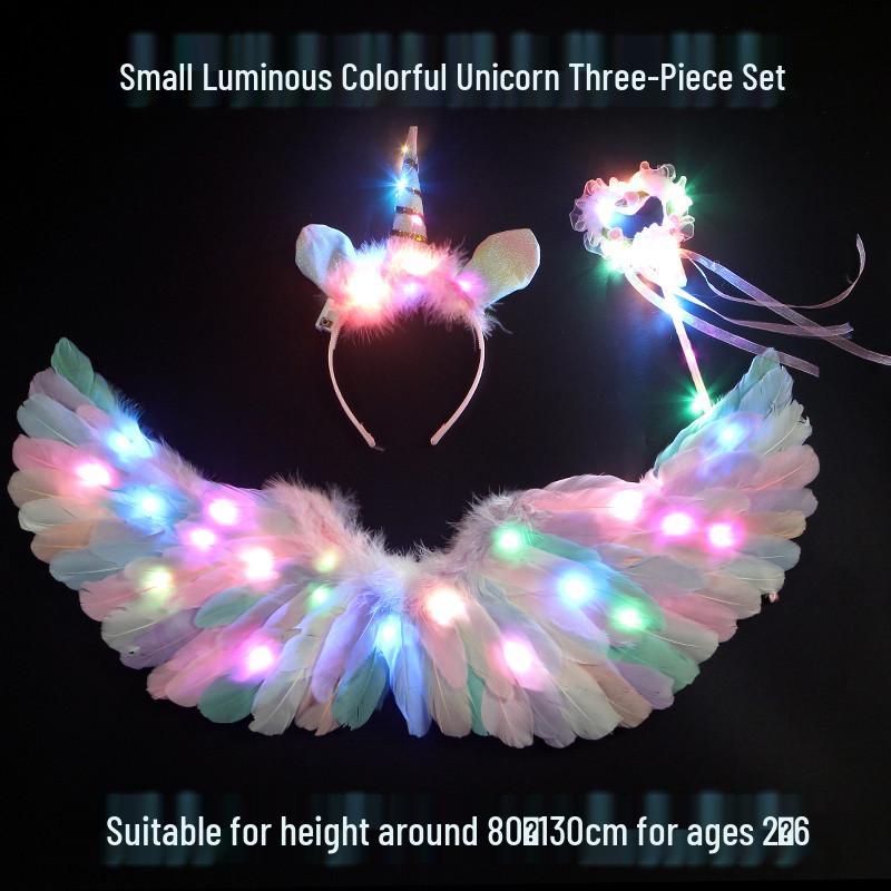 Children's Glowing Angel Feather Wings Costume Prop for Girls & Adults - Fairy, Elf, Cosplay & Photoshoots