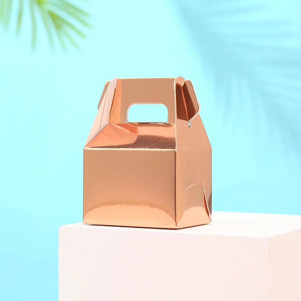 6pcs Festival Party Cake Box Candy Box Handheld Gold Card Box Creative Wedding Candy Box Horn Paper Box Candy Cake Packaging