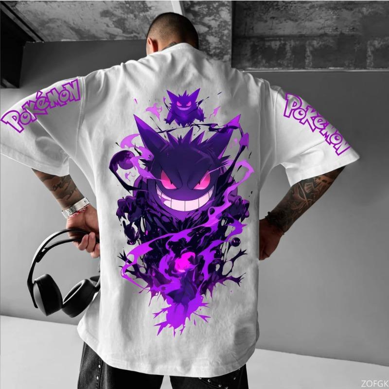 Anime Pokemon Nadruk Oversizowe Męskie Koszulki Lato Y2k Odzież Damska Koszulka z Krótkim Rękawem Bawełniane Codzienne Topy Hip-hop Streetwear