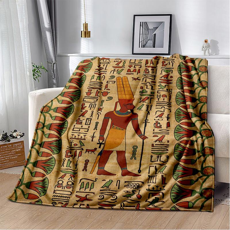 3D Ancient Egyptian Mythological Ideographic Sign Symbols Blanket,Soft Throw Blanket for Home Bedroom Bed Sofa Cover Blanket Kid