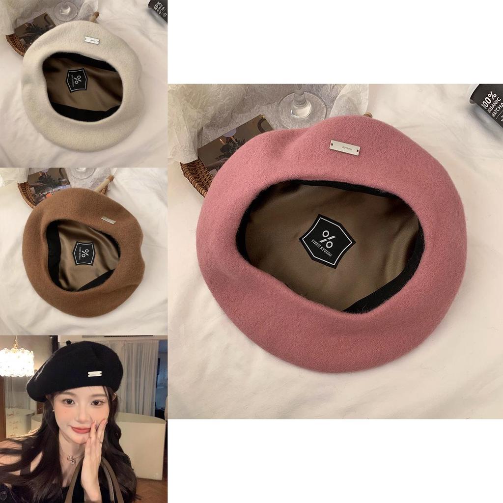 Stylish Black Wool Beret Hat For Women And Men Perfect For Autumn And Winter Wear