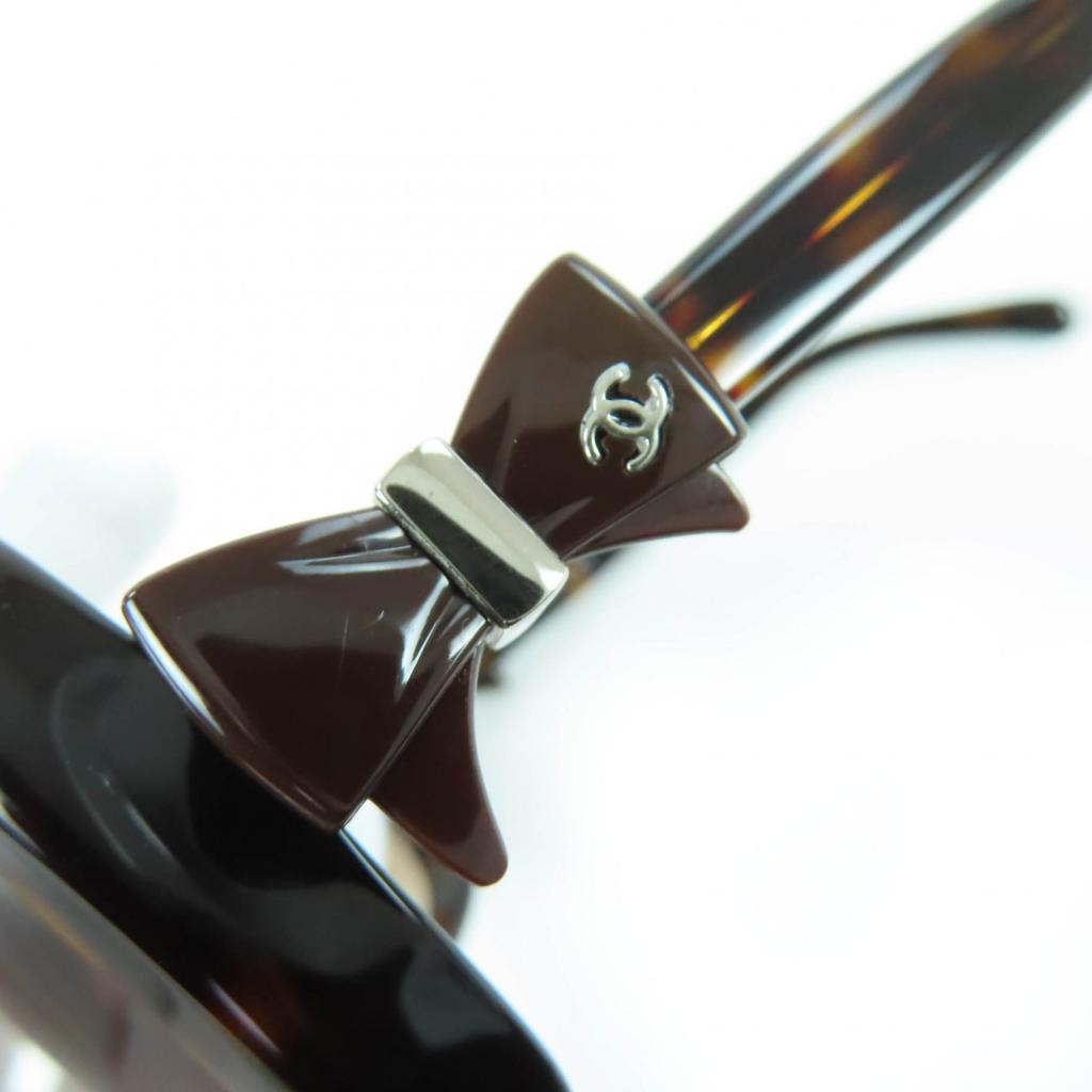 Great CHANEL Sunglasses Ribbon COCO Mark Brown Women 5170-A Used