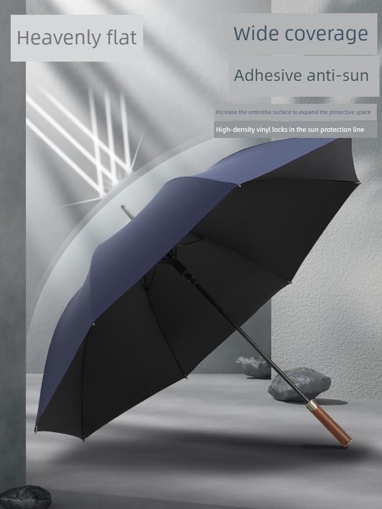 Paradise Umbrella Large Black Coating Semi-Automatic Straight Handle Double-Person Sun and Rain Umbrella, Extra Large, Thickened, Reinforced