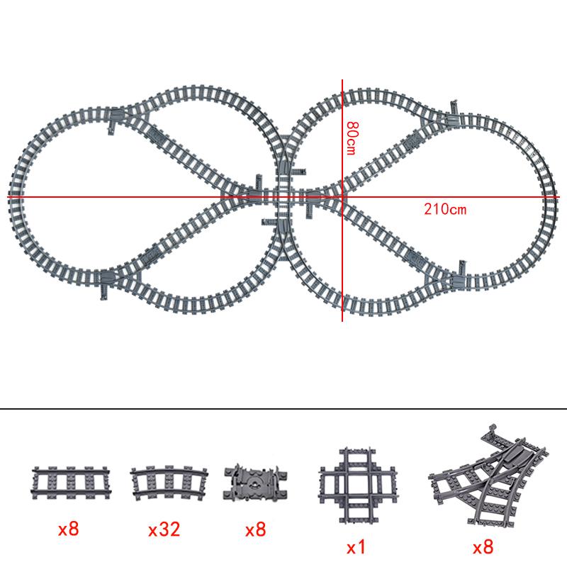 City Trains Flexible Tracks Forked Straight Curved Rails Switch Building Blocks Creative Toys for Kids Gifts