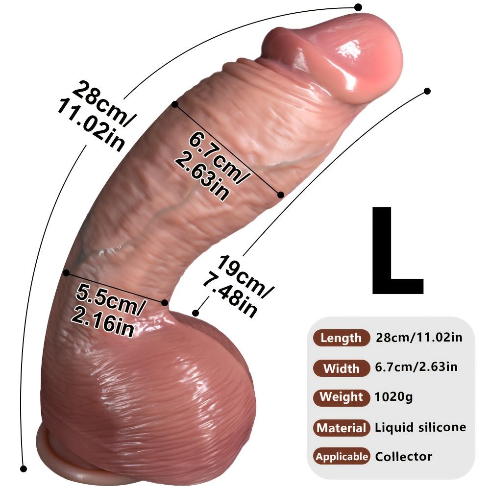 11" Riesiger Dicker Silikondildo, Realistisches Penisspielzeug mit doppelter Dichte und Adern, mit starkem Saugnapf, XXXL Großer Stimulator für Paare