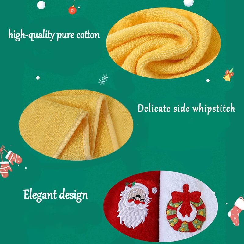32*45cm Christmas Cotton Towel Set - Embroidered Holiday Kitchen & Bath Hand Towels with Festive Motifs