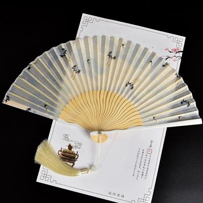 Damen Tragbarer Kleiner Fächer im Chinesischen Stil Geschenk Faltfächer Tanz Hanfu Faltfächer