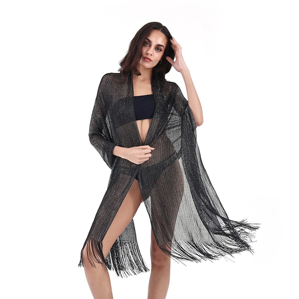 Women's Fashion Beach Solid Color Loose Beach Dress Patchwork Hollow Cover Up